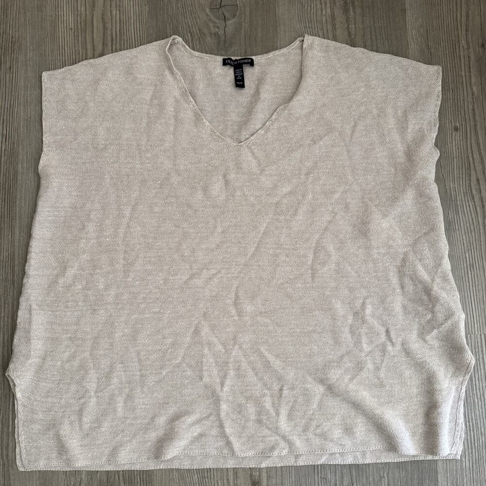 Eileen Fisher Women's Sleeveless Sweater Boxy Square XS Minimalist Linen Cotton